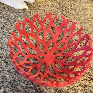 Vibrant Red Coral-Inspired Decorative Bowl